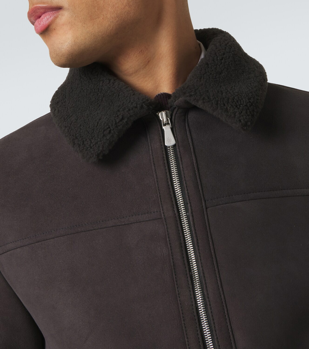 Eleventy Shearling-lined suede jacket