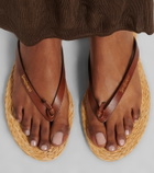 Saint Laurent Pool leather-trimmed thong sandals