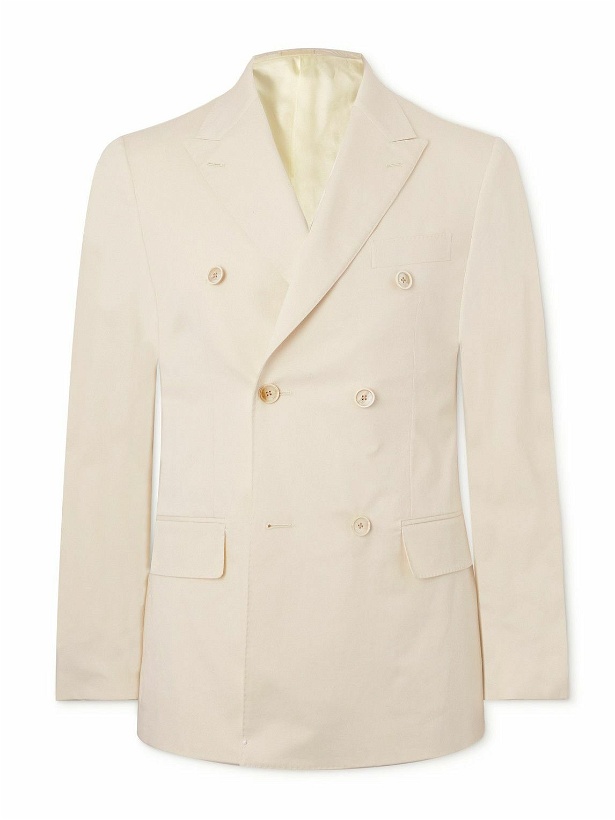 Photo: Caruso - Figaro Slim-Fit Double-Breasted Cotton-Blend Suit Jacket - Neutrals