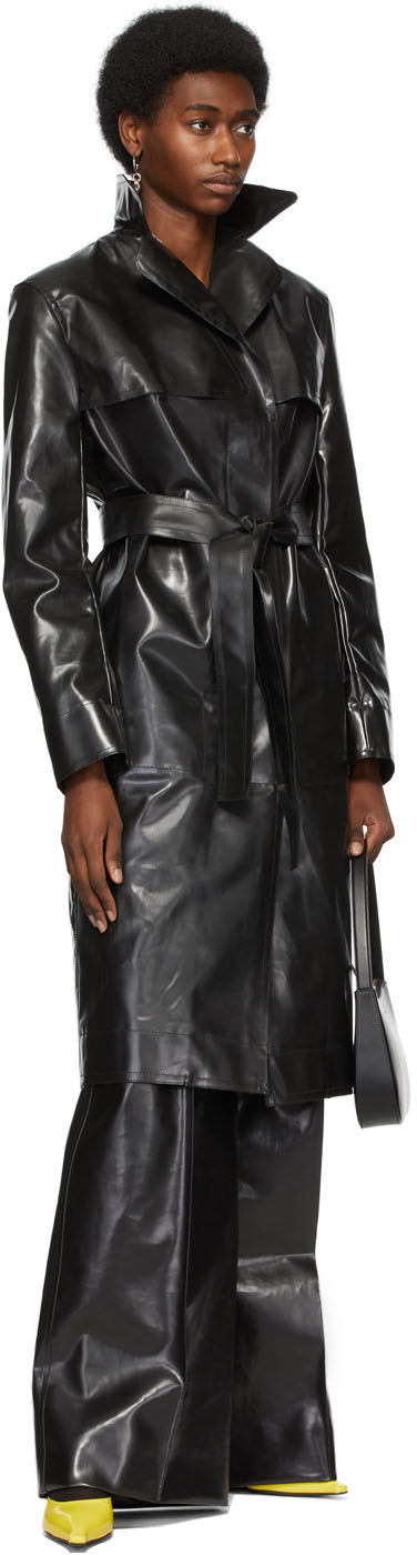 Kwaidan Editions Black Rubberized Belted Coat Kwaidan Editions