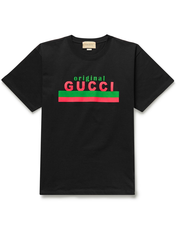 Photo: GUCCI - Logo-Print Cotton-Jersey T-Shirt - Black - M