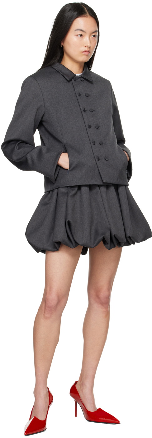 Aaron Esh Gray Gathered Miniskirt