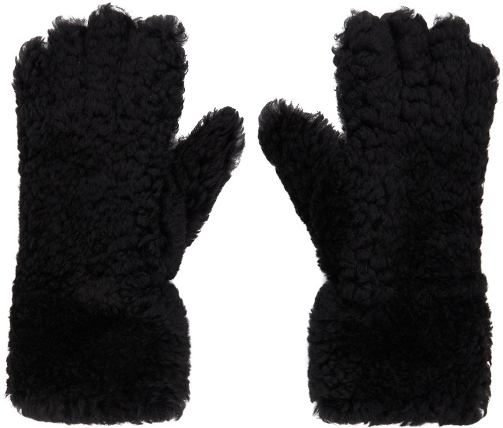 Photo: Bottega Veneta Black Shearling Gloves