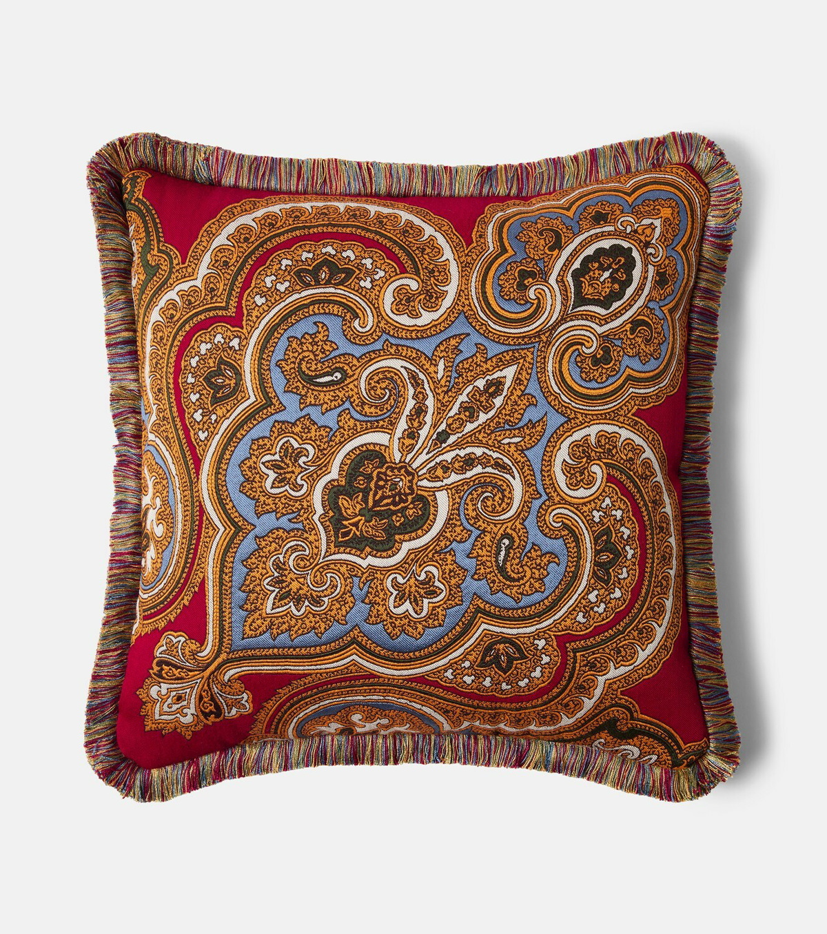 Etro Kash fringed paisley jacquard cushion
