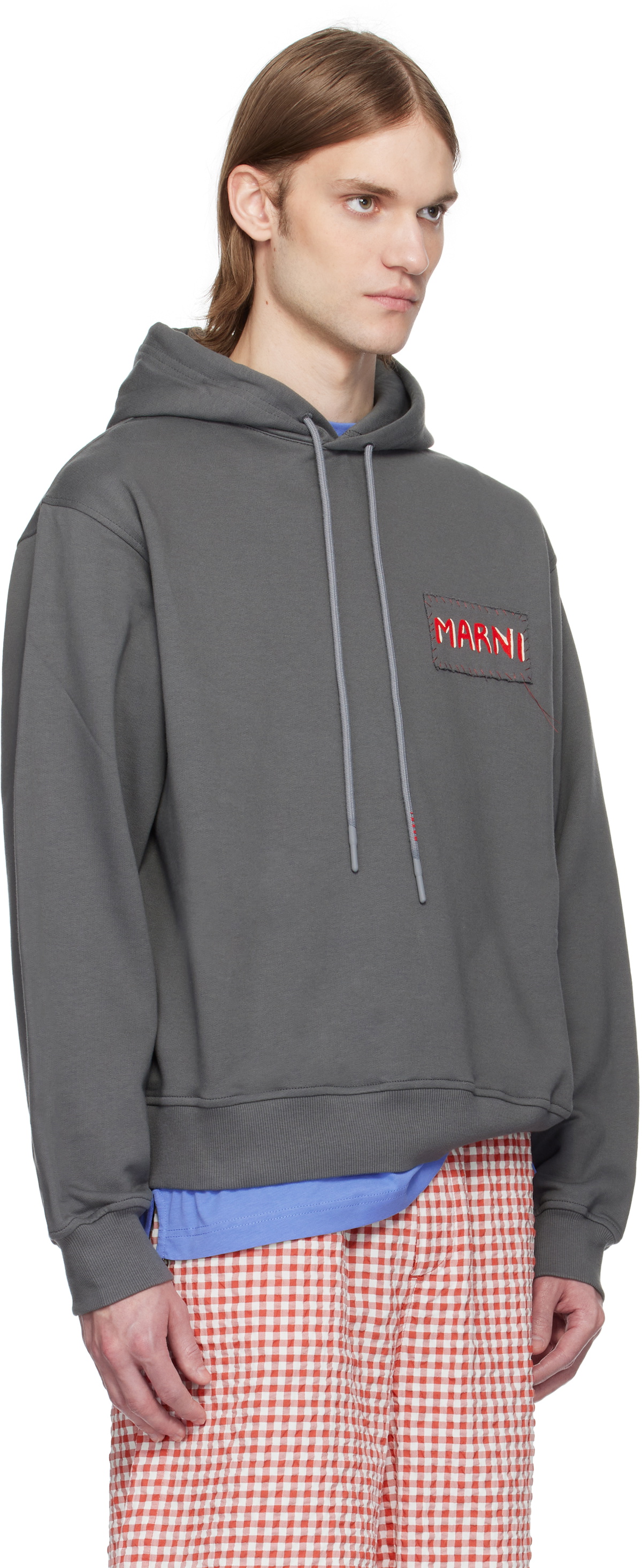 Marni Gray Loopback Cotton Jersey Hoodie