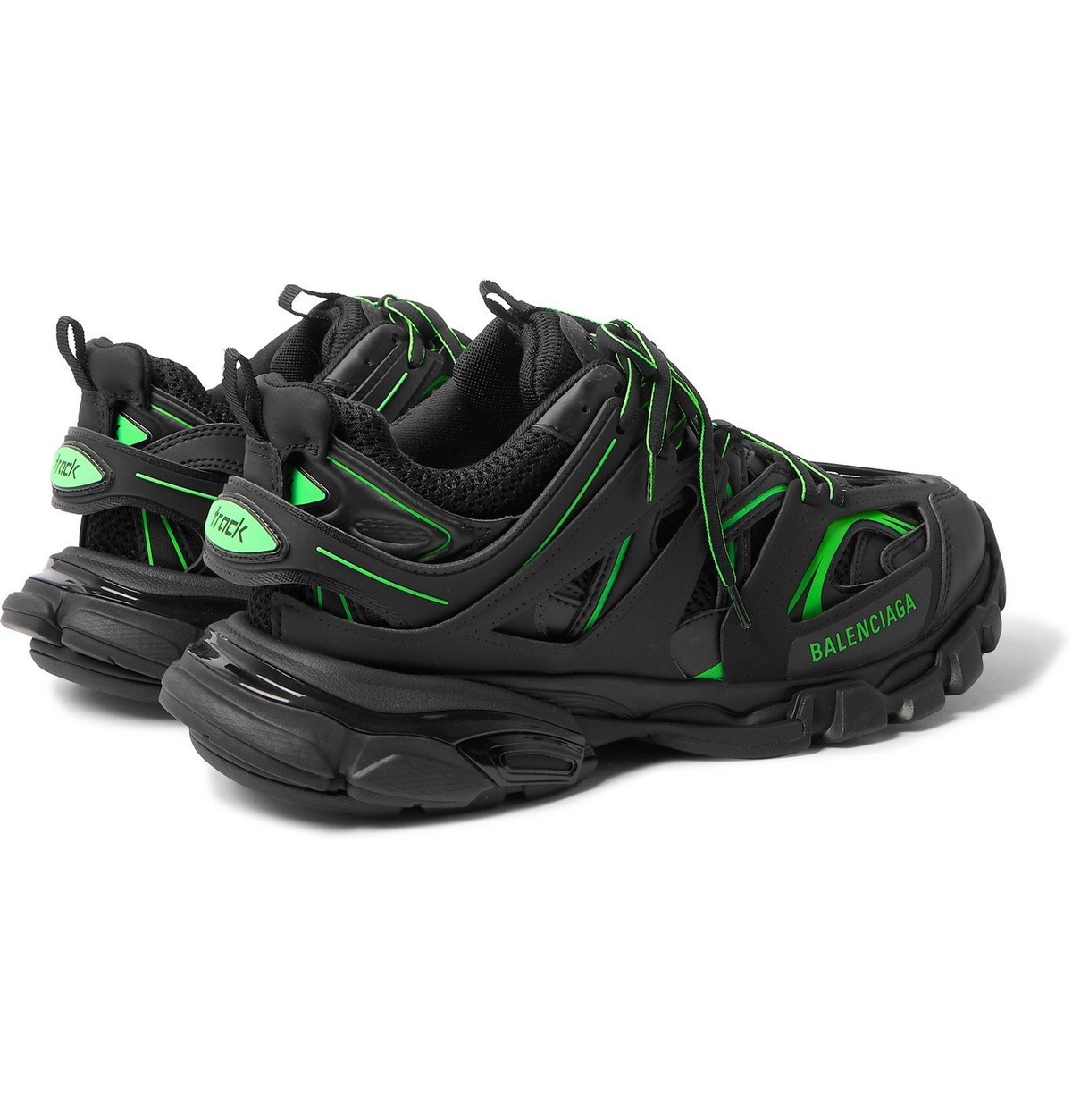 【関税&送料込】Balenciaga Black Mesh And Rubber Track Trail Balenciaga Men's Track Trail Mesh Sneakers | Neiman Marcus
