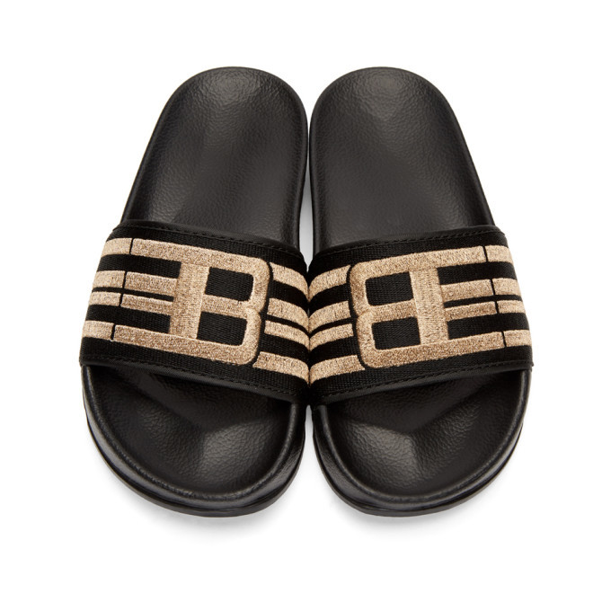 Baja East Black and Gold Fila Edition Drifter Slides Baja East