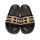 Baja East Black and Gold Fila Edition Drifter Slides
