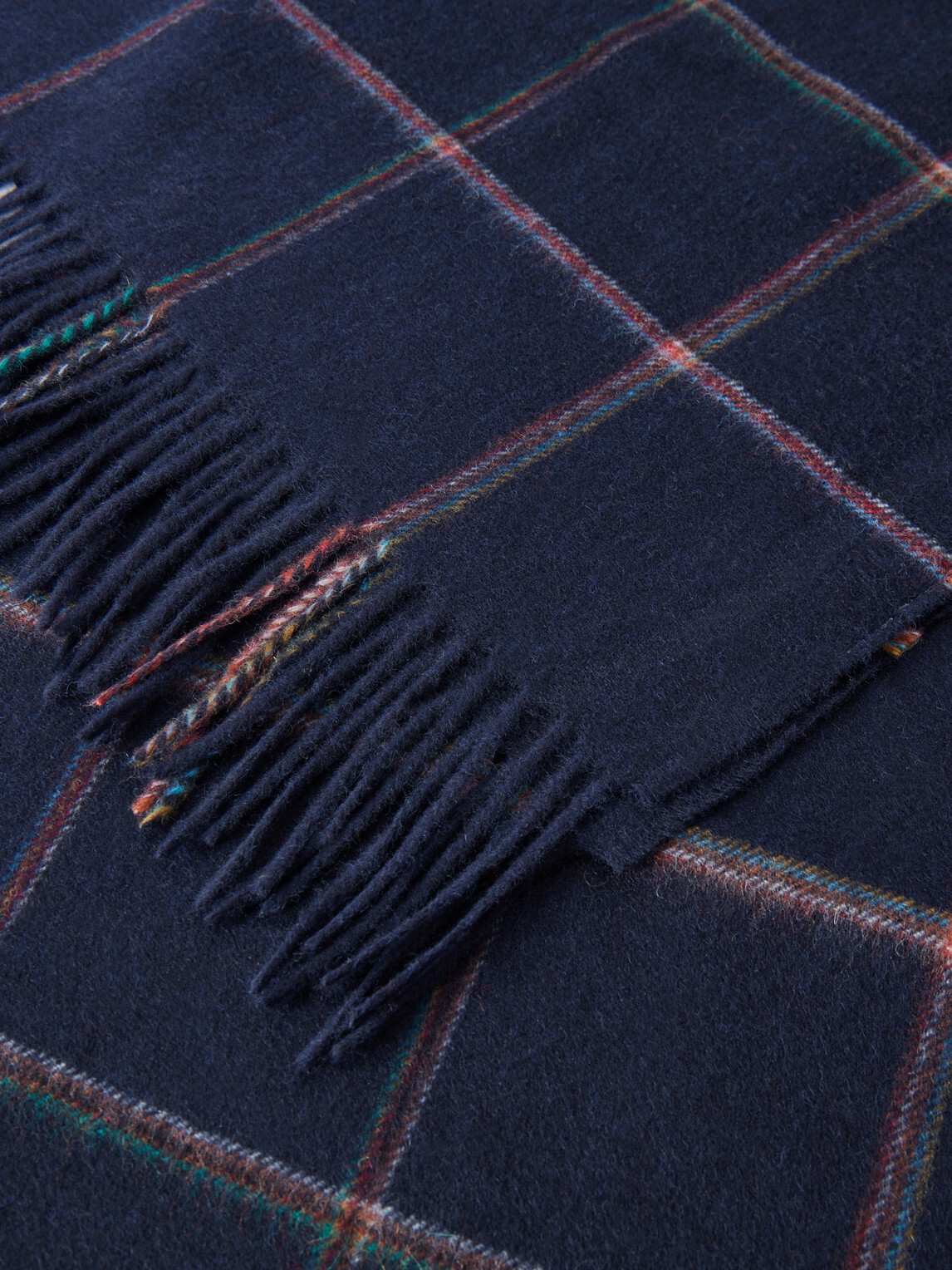 Paul Smith - Checked Wool and Cashmere-Blend Scarf - Blue