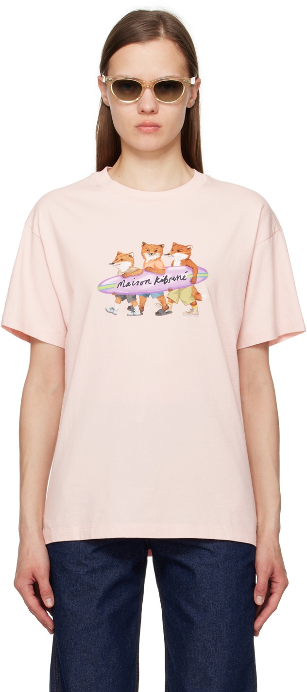 Photo: Maison Kitsuné Pink Surfing Foxes T-Shirt