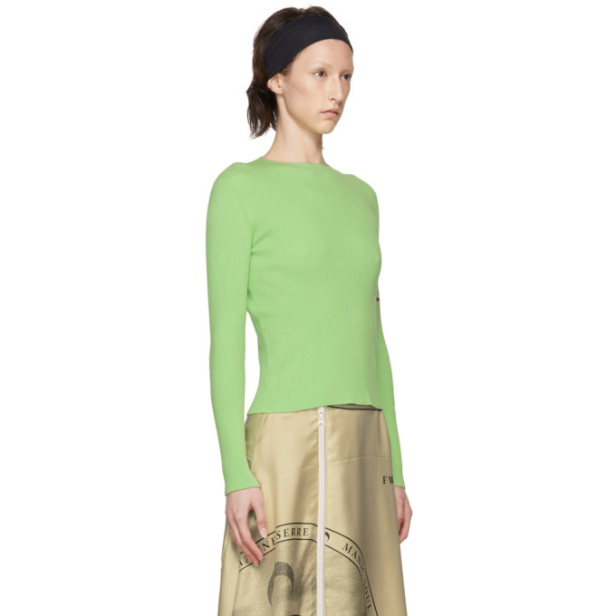 Marine Serre Green Knit Cut-Out Sweater Marine Serre