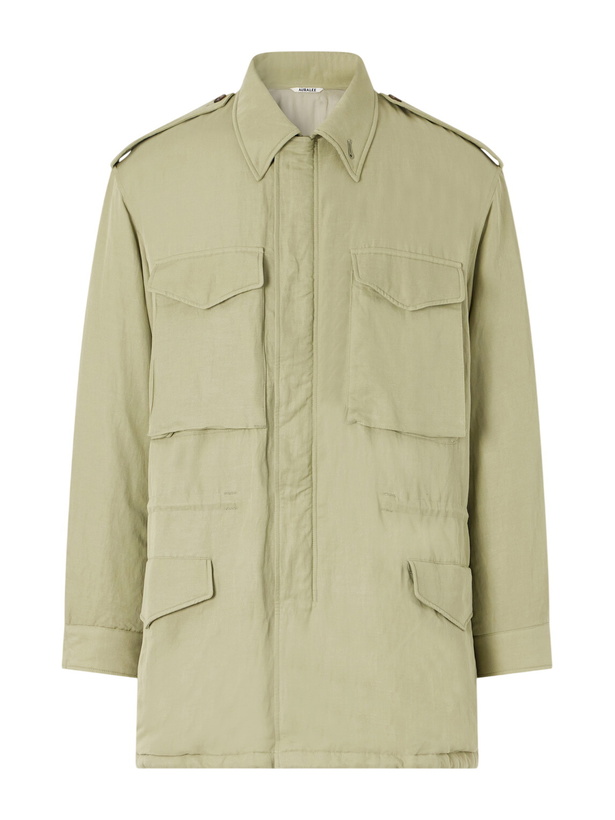 Photo: Auralee - Padded Silk and Linen Parka - Green
