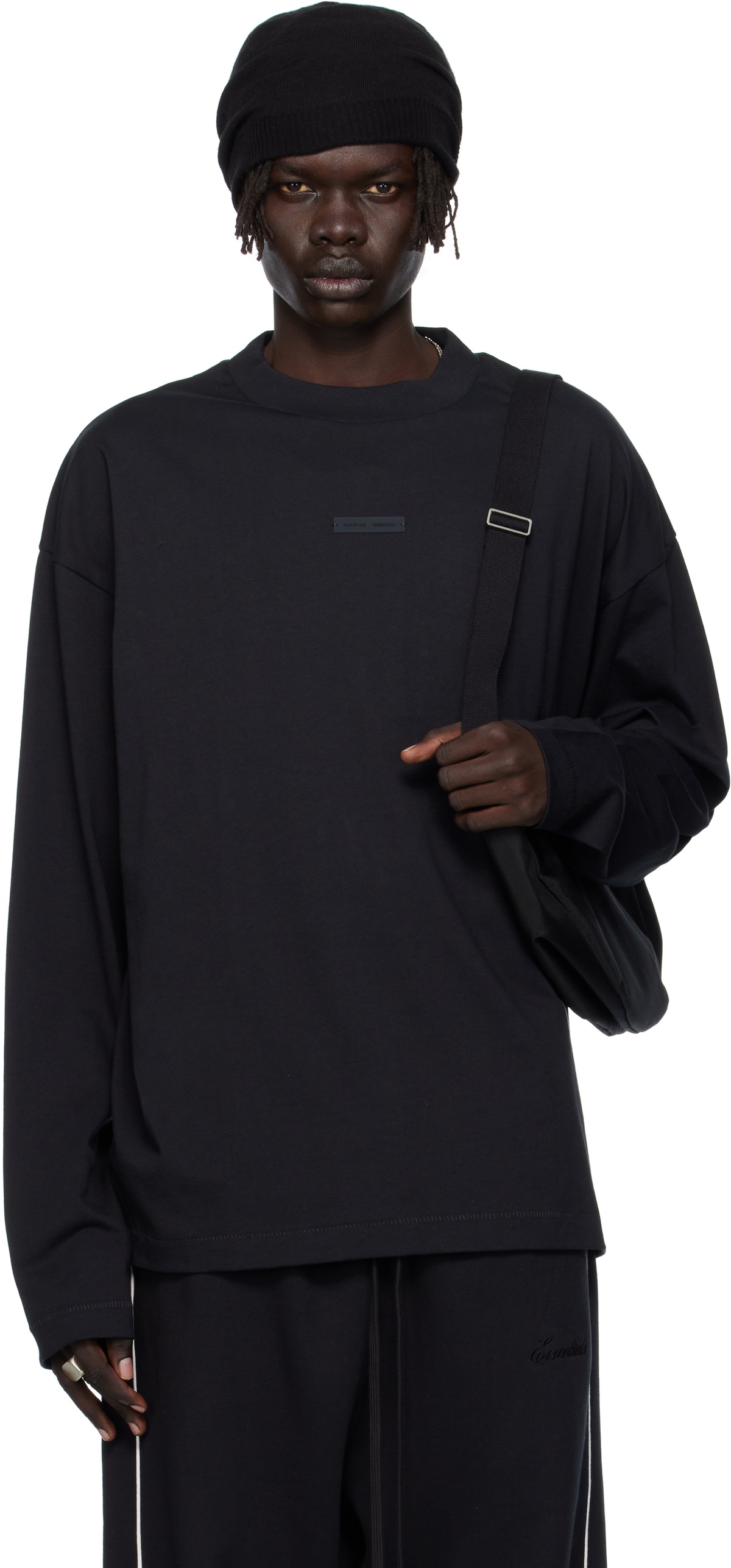 Fear of God ESSENTIALS Black Classic Fit Long Sleeve T-shirt