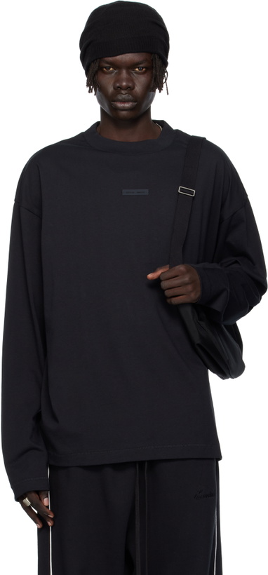 Photo: Fear of God ESSENTIALS Black Classic Fit Long Sleeve T-shirt