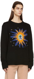 The Elder Statesman Black World Is Safe Crewneck Sweater