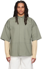 Jil Sander Green Paneled Shirt