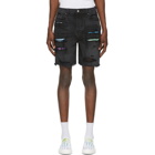 Amiri Black Denim Watercolor Trasher Shorts