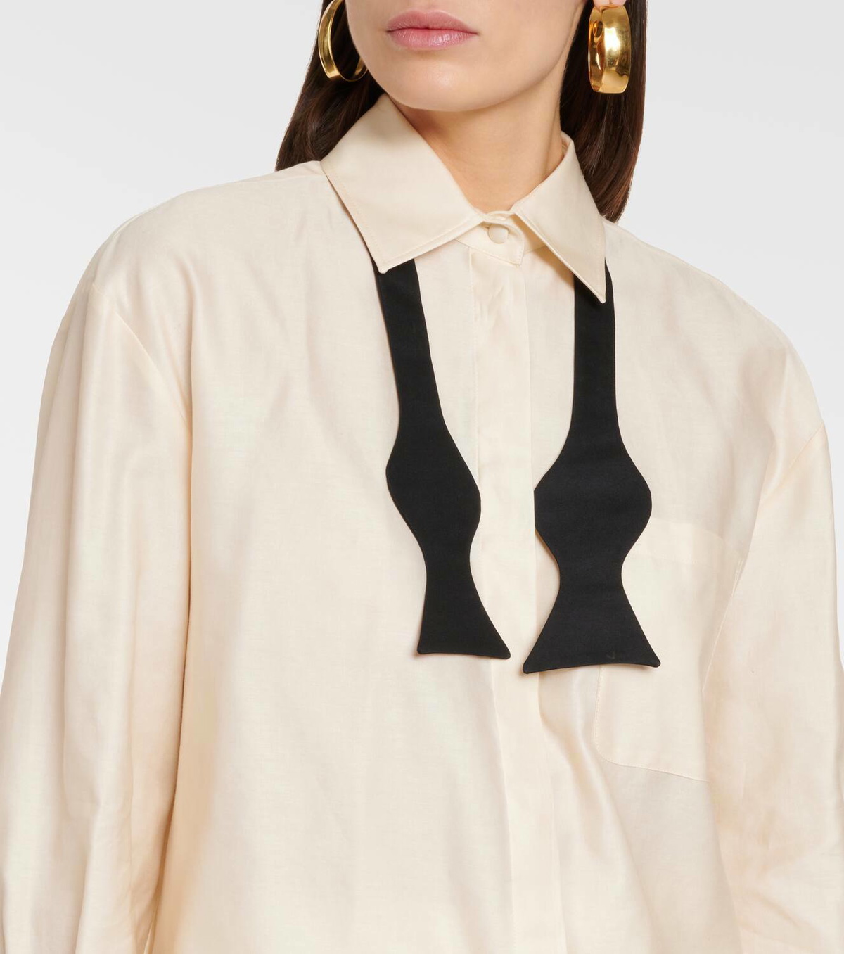 Max Mara Marea bow tie-neck oversized cotton shirt Max Mara