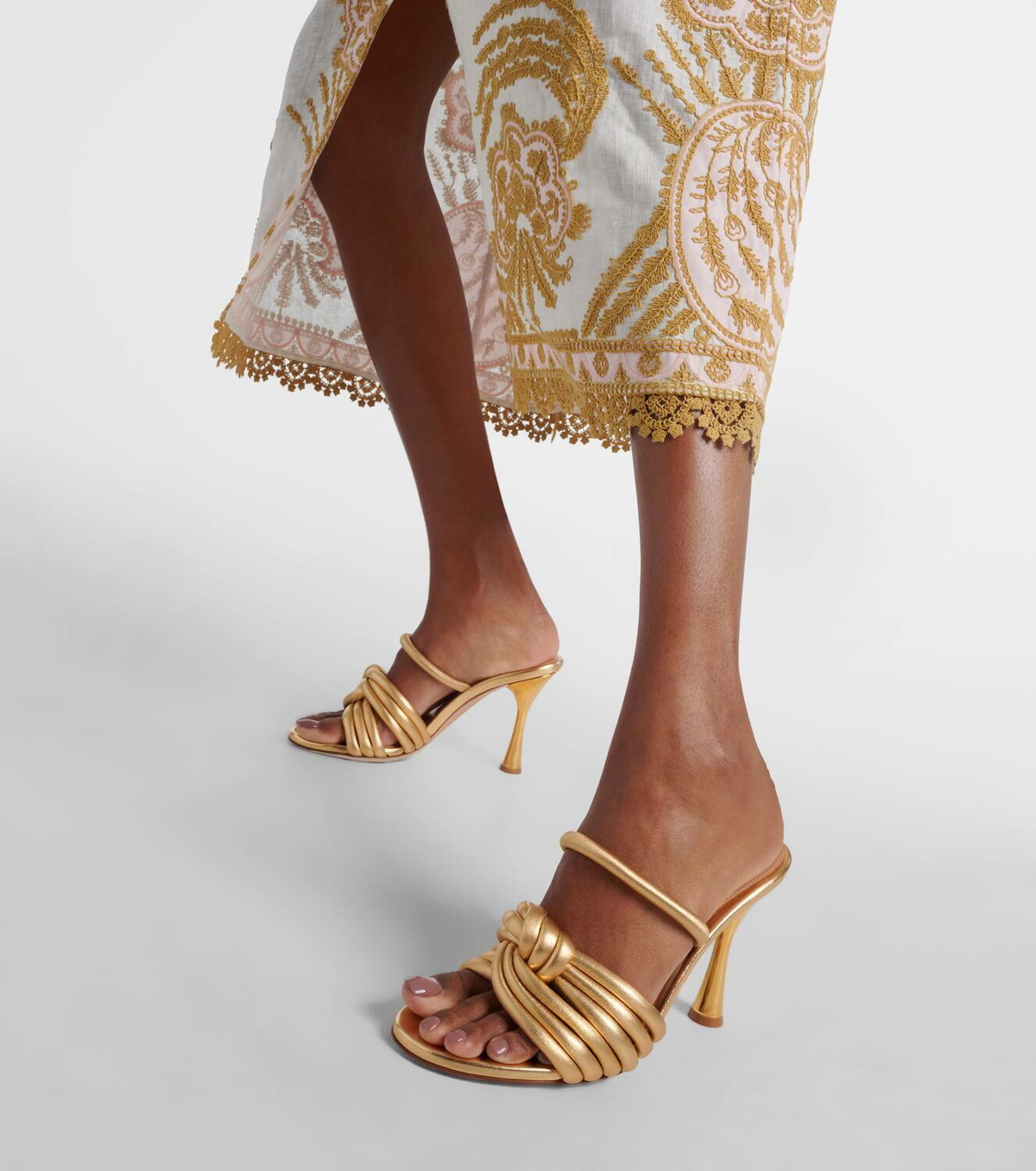 【関税込み】Gianvito Rossi ゴールド Ottavia ヒールサンダル Gianvito Rossi Ottavia metallic leather sandals Gianvito Rossi