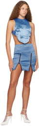 Sinéad O’Dwyer Blue Shirred Miniskirt