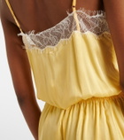 Poupette St Barth Silvia lace-trimmed satin romper