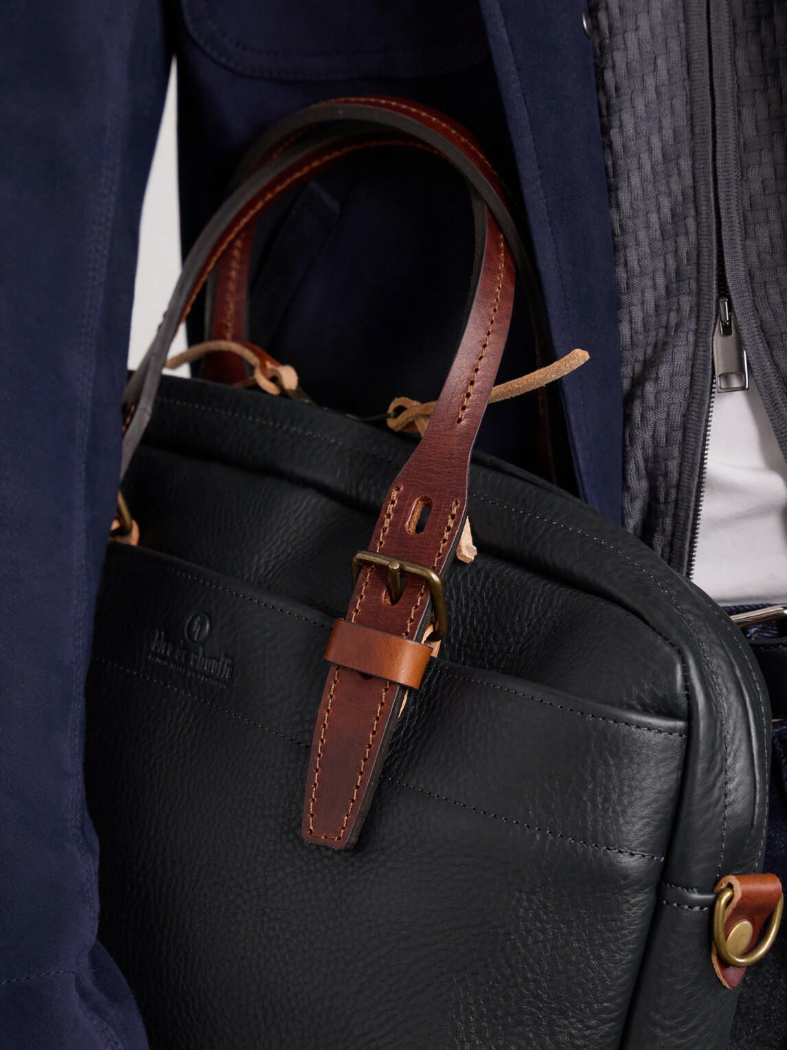 Bleu de Chauffe - Folder Full-Grained Leather Briefcase