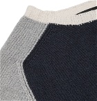 Howlin' - Colour-Block Lambswool and Cotton-Blend Sweater - Navy