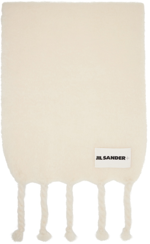 Photo: Jil Sander Off-White Wide Wool Blend Scarf