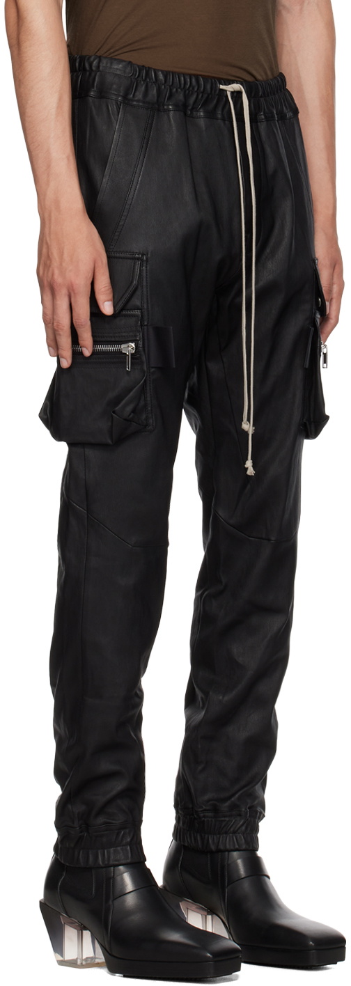 Rick Owens Black Mastodon Leather Cargo Pants Rick Owens