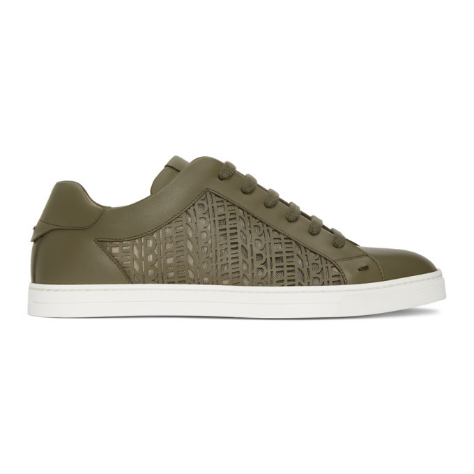 Photo: Fendi Khaki Laser-Cut Logo Sneakers