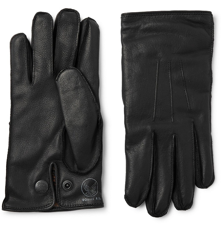 Photo: RRL - Cashmere-Lined Logo-Print Leather Gloves - Black