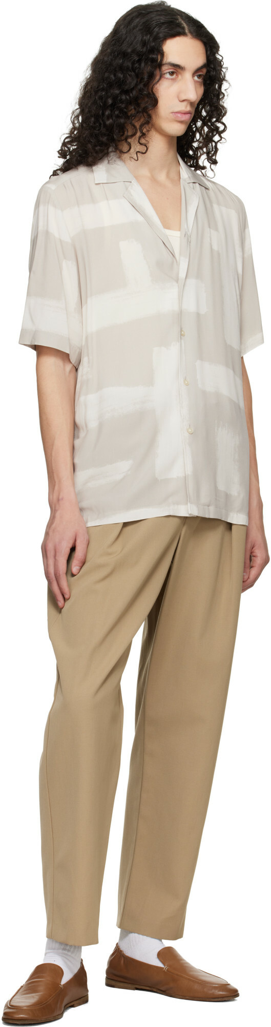 BOSS Taupe Regular-Fit Maxi Print Shirt