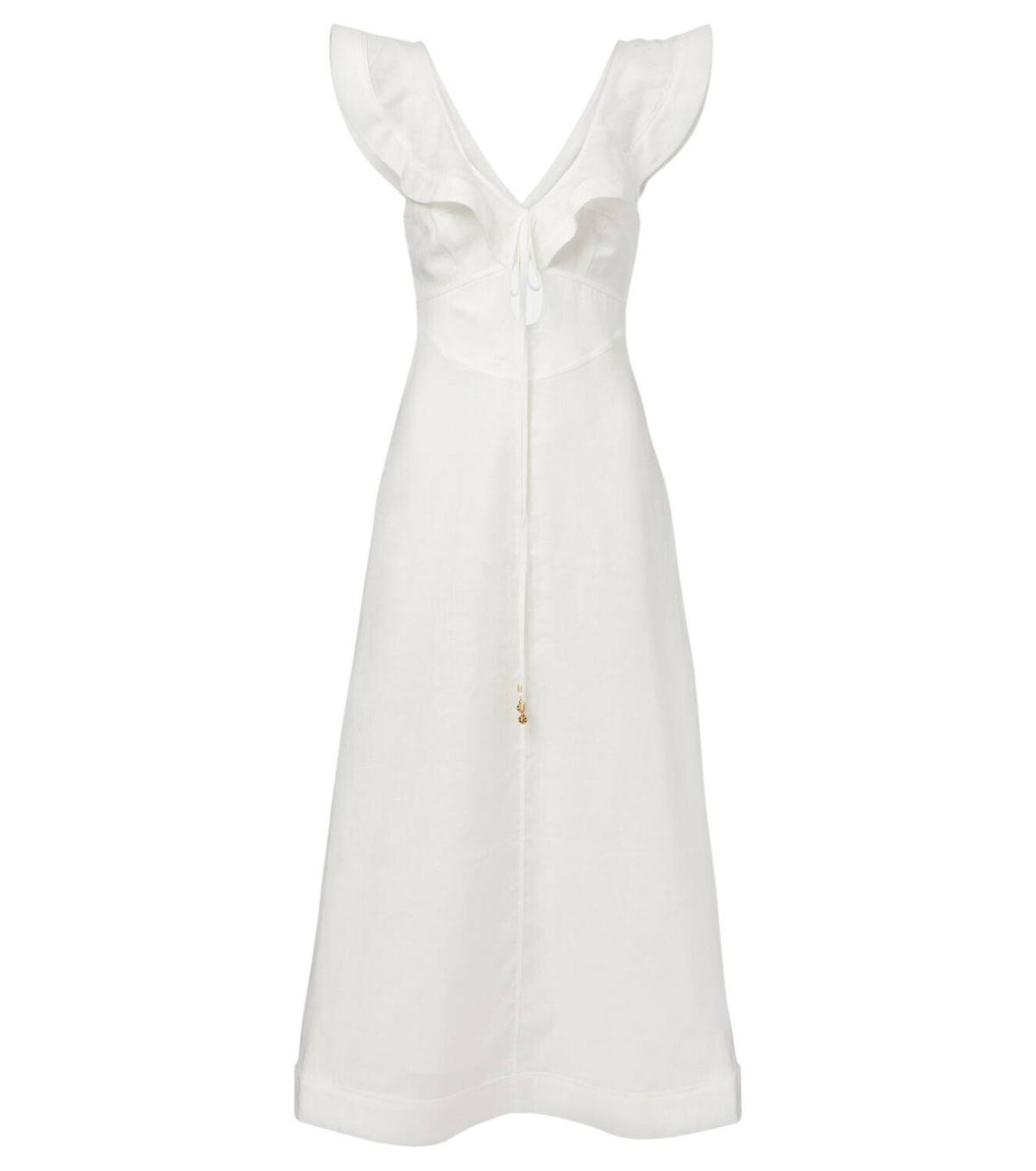 送料関税込■ZIMMERMANN■リボンディテール リネンミディドレス Zimmermann Rhiannon Tie Neck Midi Dress | Shopbop