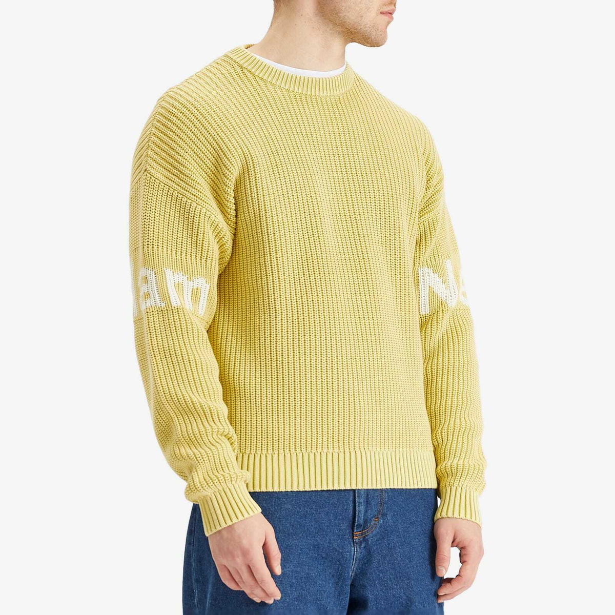 New Amsterdam Surf Association Men's Logo Crew Knit Sweater in Apple Green