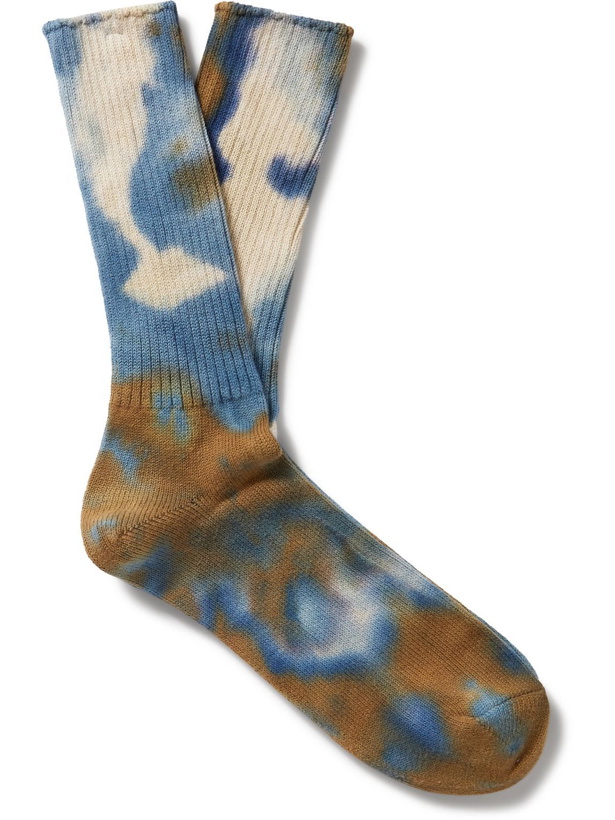 Photo: Anonymous ism - Ribbed Tie-Dyed Cotton-Blend Socks