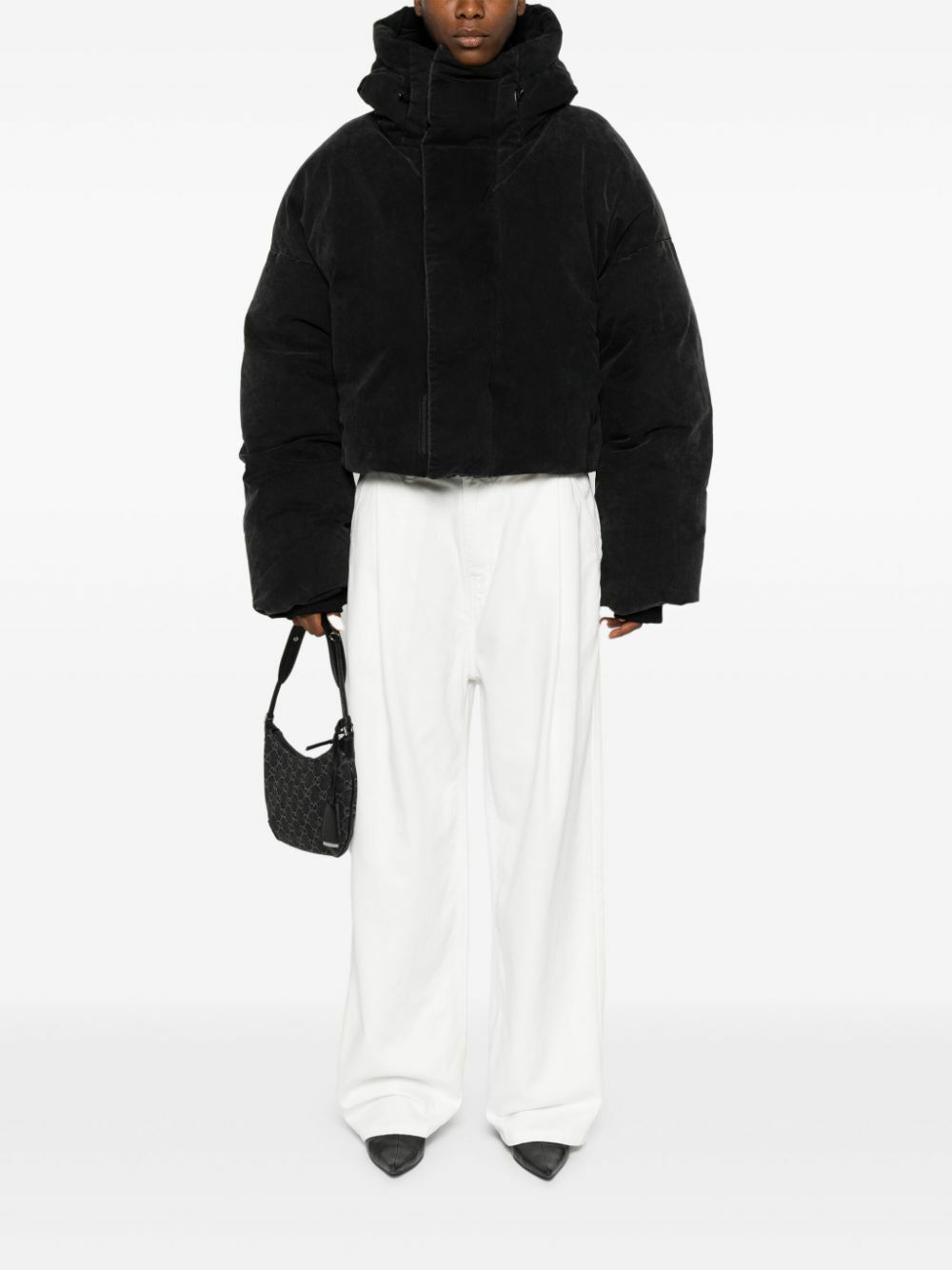 ENTIRE STUDIOS Black Cropped Puffer Jacket