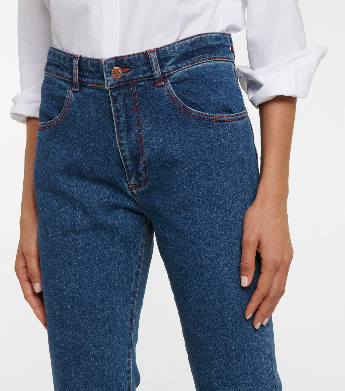 See By Chloe - Mid-rise flared cropped jeans