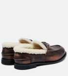 Miu Miu Shearling-lined leather penny loafers