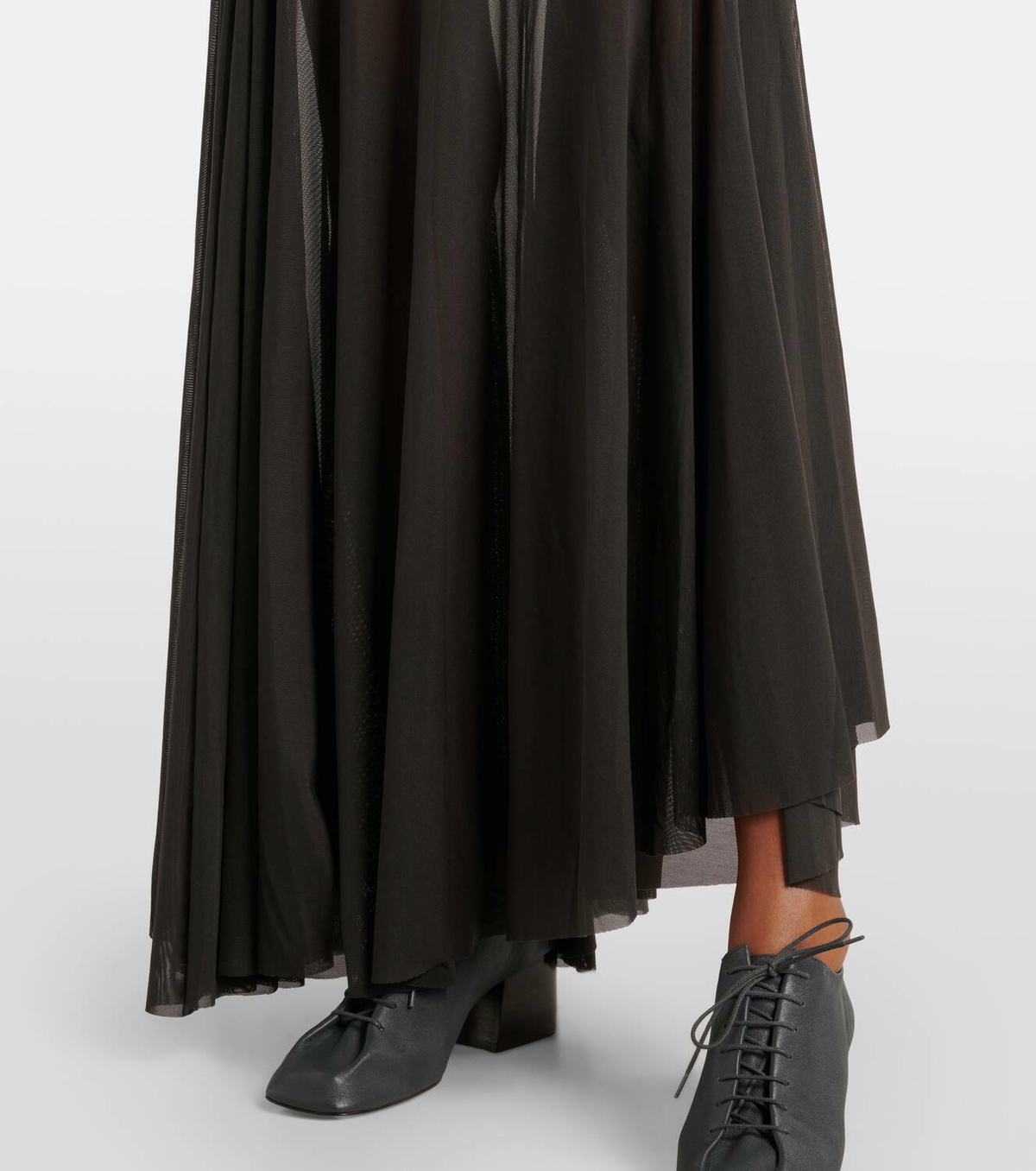 Lemaire Draped jersey and mesh maxi dress Lemaire