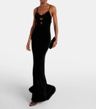 Alessandra Rich Bow-detail velvet gown