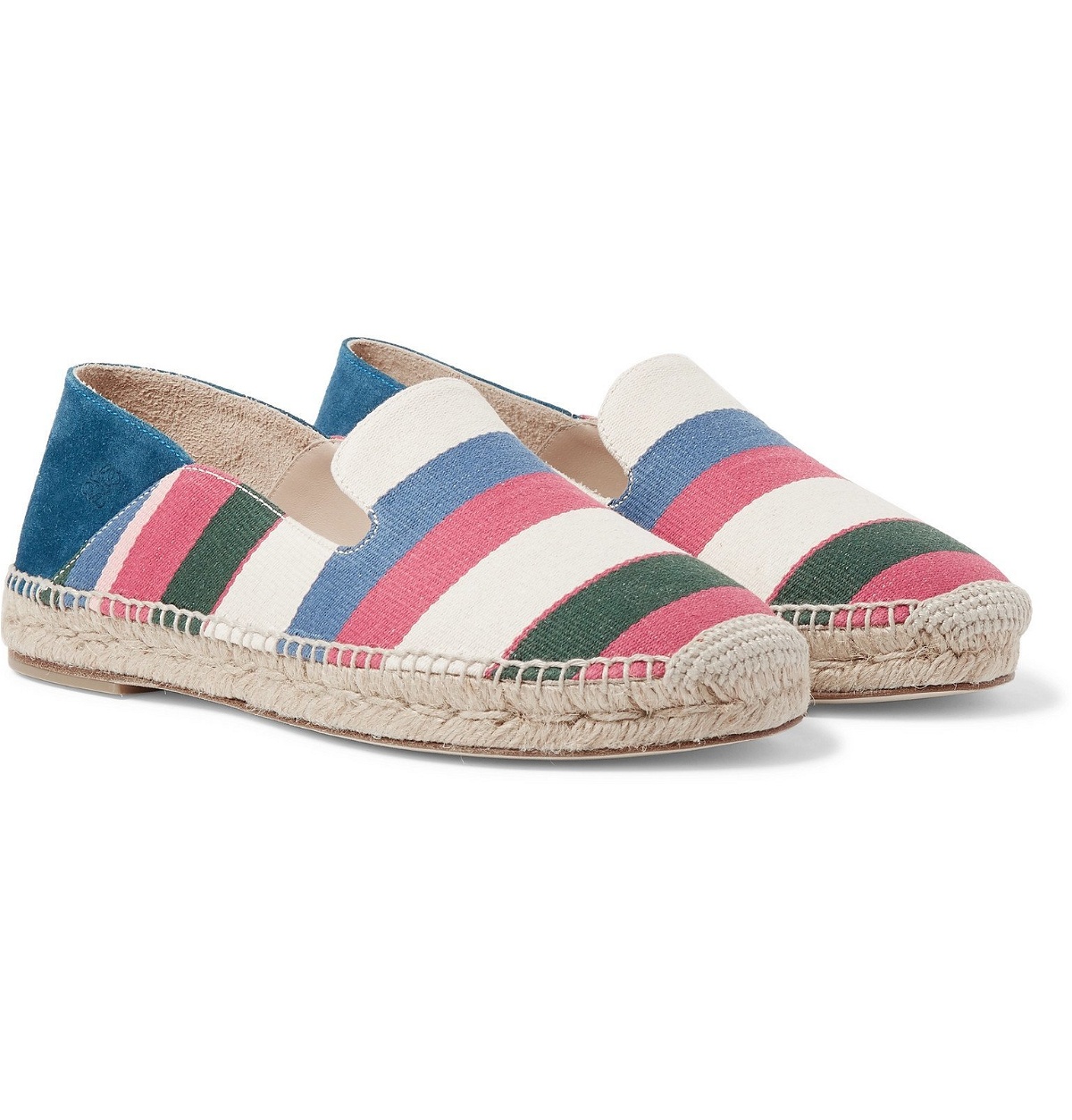 Photo: Loewe - Collapsible-Heel Striped Canvas and Suede Espadrilles - Multi