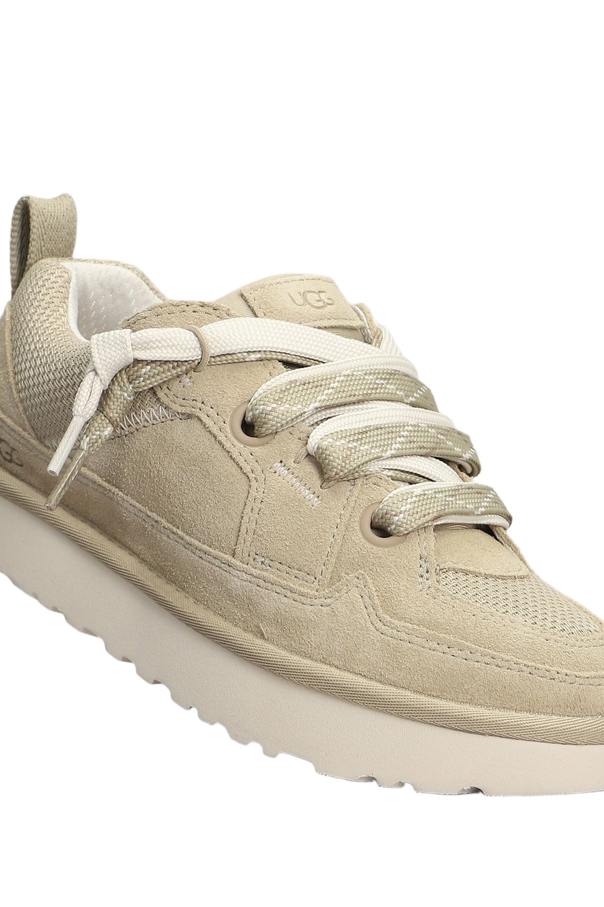 UGG Lo Lowmel Slipper-mule In Beige Suede And Fabric