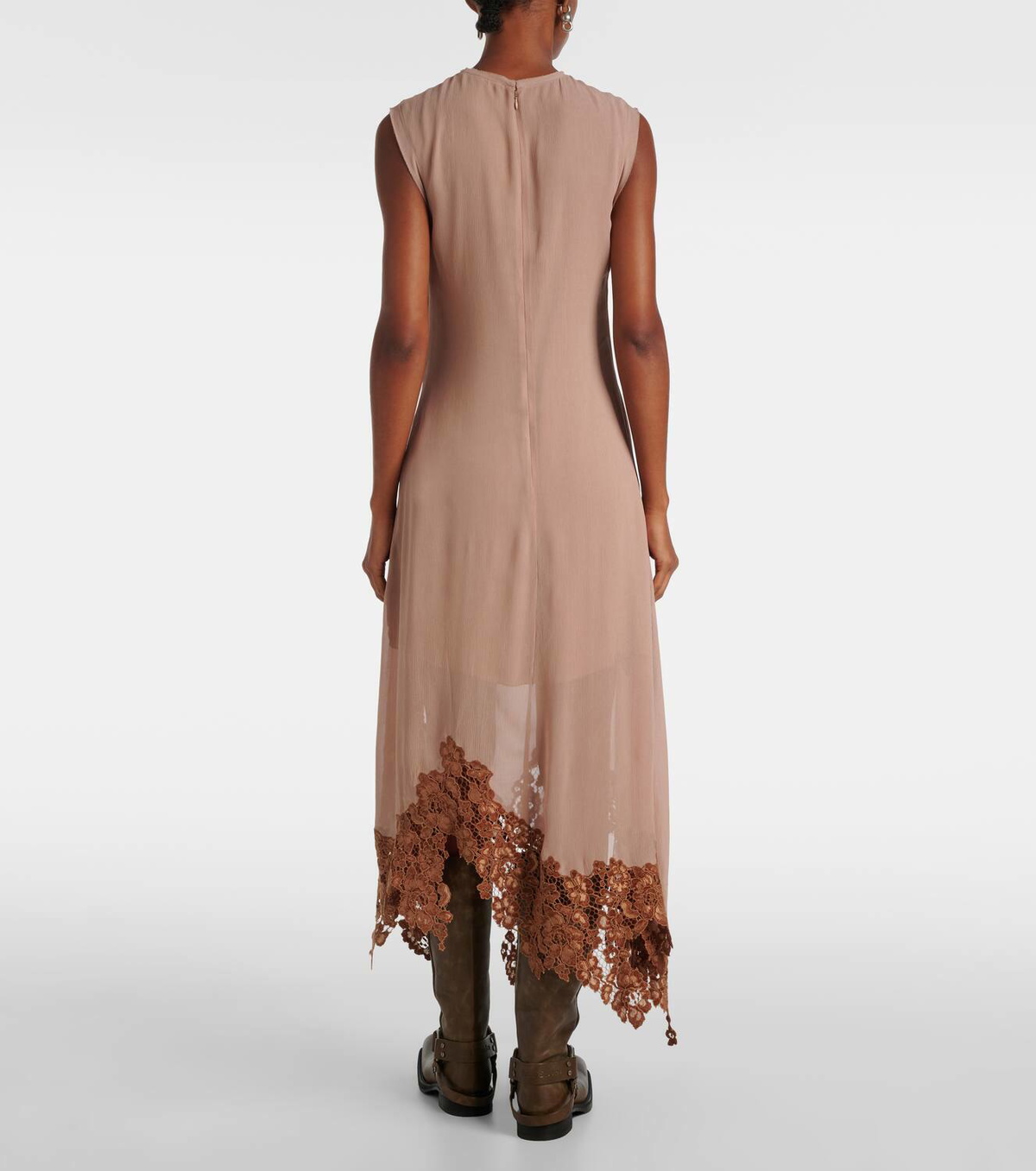 Acne Studios Lace-trimmed crêpe midi dress Acne Studios