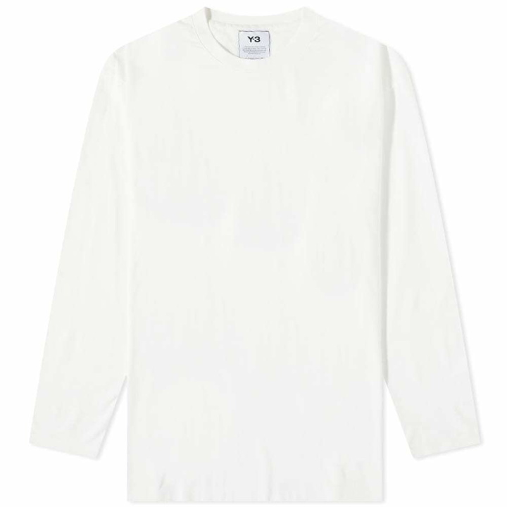 Photo: Y-3 Men's Long Sleeve Classic Chest Logo T-Shirt in Core White