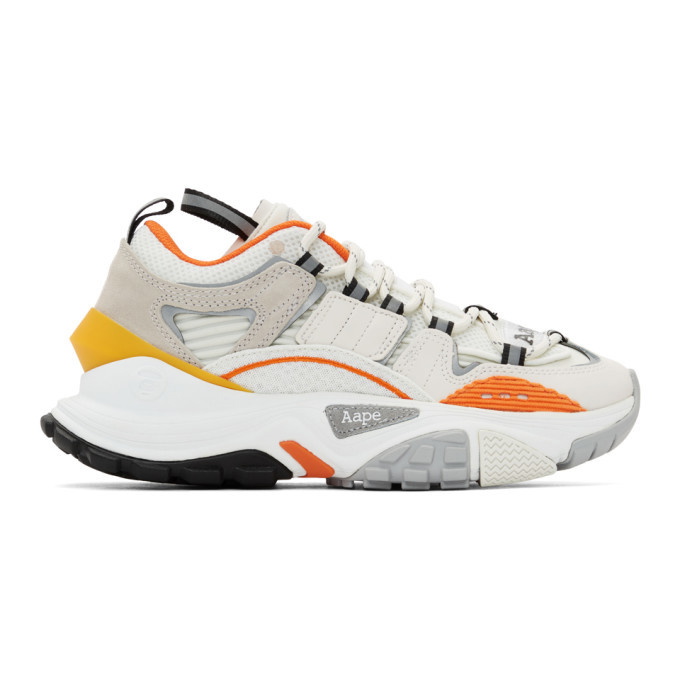 Photo: AAPE by A Bathing Ape White and Orange Dimension Sneakers