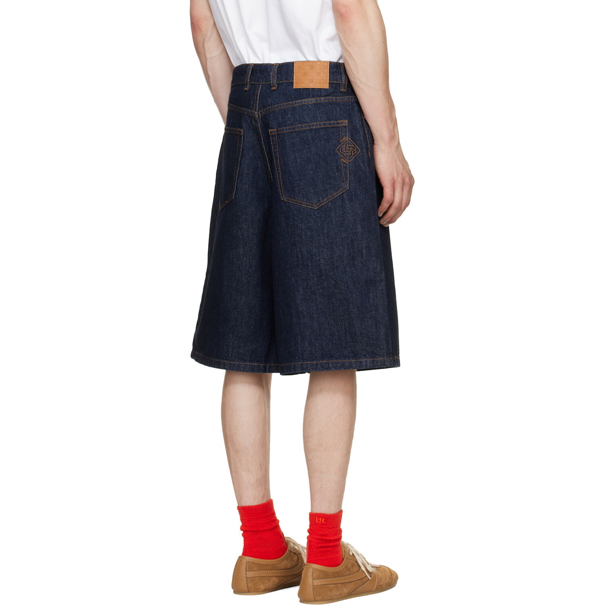 Casablanca Blue Wide-Leg Denim Shorts