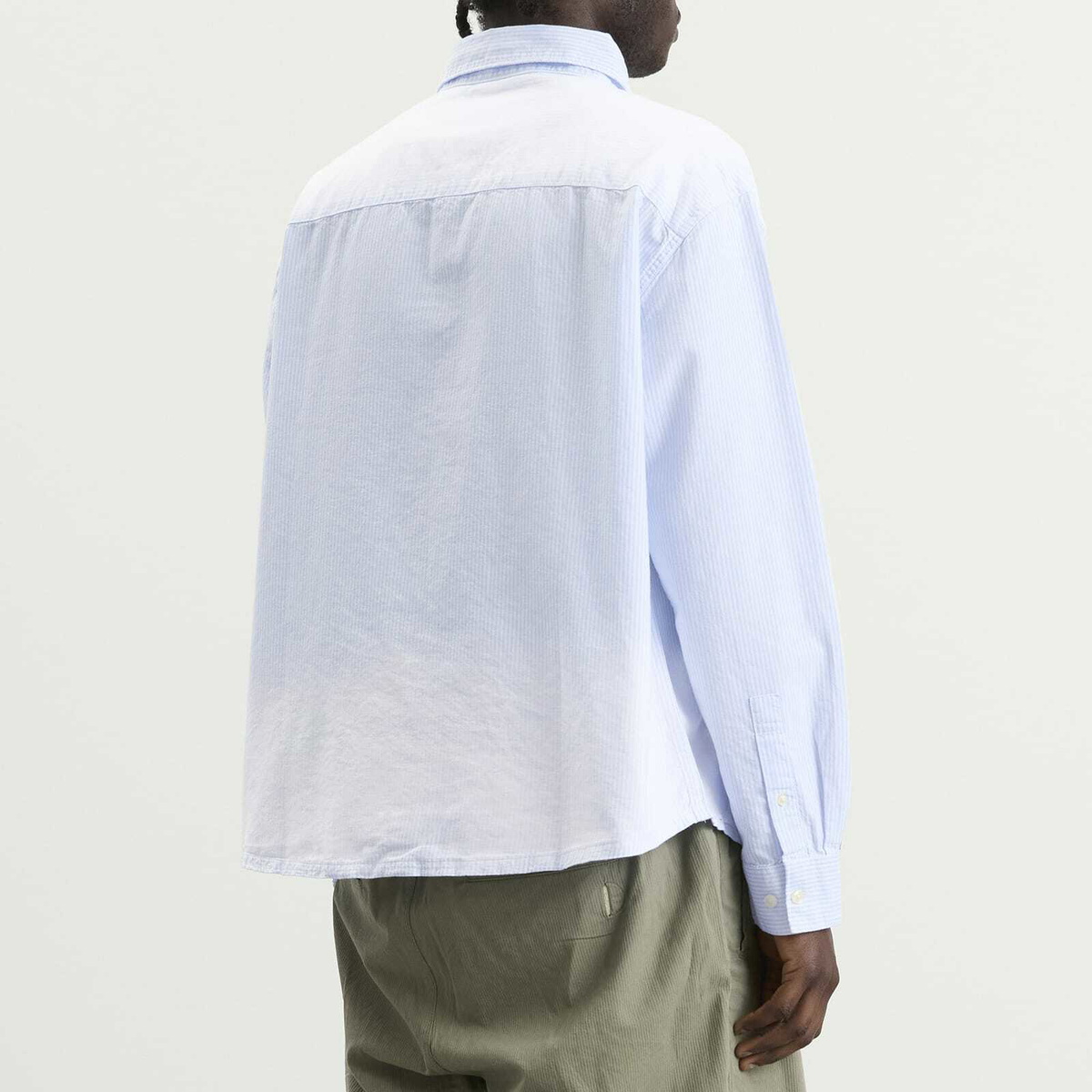 Bram's Fruit Men's Distressed Oxford Shirt in Light Blue