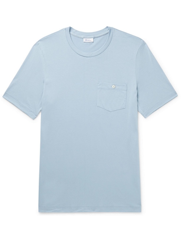Photo: SCHIESSER - Cotton-Jersey Pyjama T-Shirt - Blue