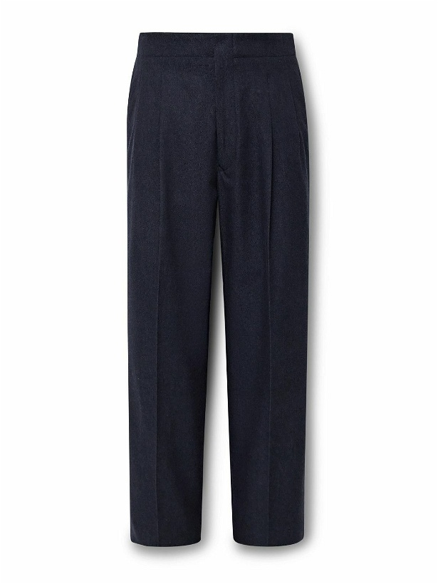 Photo: Loro Piana - Joetsu Straight-Leg Pleated Virgin Wool, Cotton and Cashmere-Blend Twill Trousers - Blue