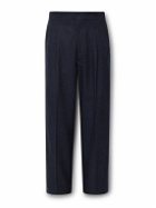 Loro Piana - Joetsu Straight-Leg Pleated Virgin Wool, Cotton and Cashmere-Blend Twill Trousers - Blue